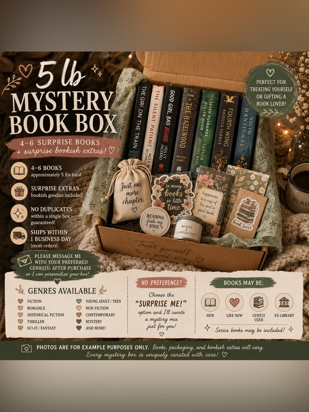 Mystery Book Box - 5 lb Surprise Box (multiple genres available)